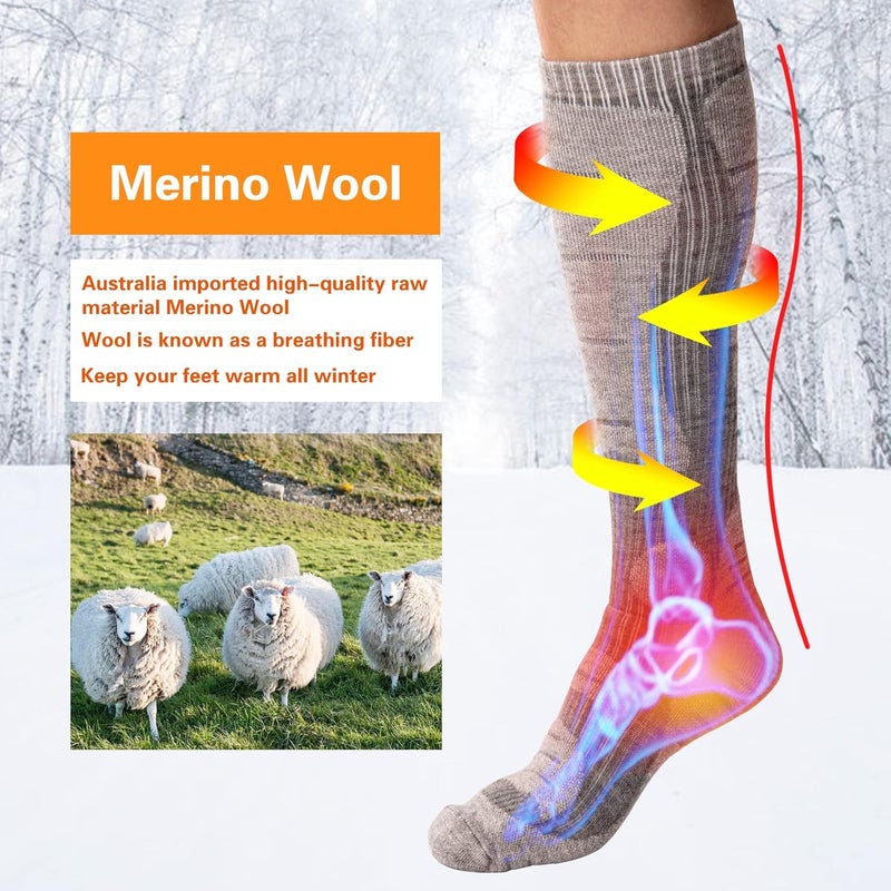 NOVAYARD Merino Wool Ski Socks Thermal Knee High Winter Snowboarding Socks for Men & Women 2 Pairs - Image 2